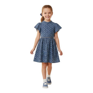 Janie and Jack Blue Print Flutter Sleeve Dress Size 7